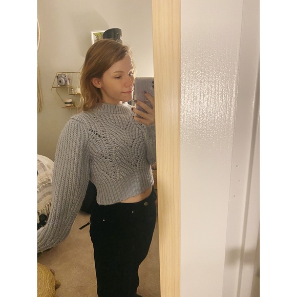 Topshop Blue Chunky Cropped Sweater - Picture 5 of 5